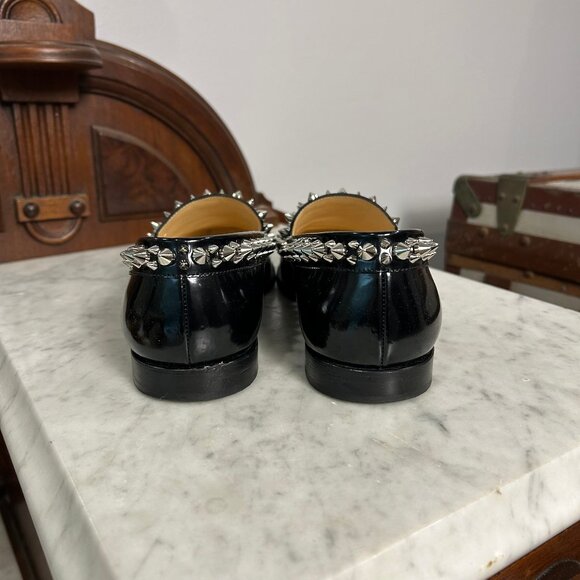 Christian Louboutin Mattia Black Patent Spike Loafers size 37 - Picture 4 of 8